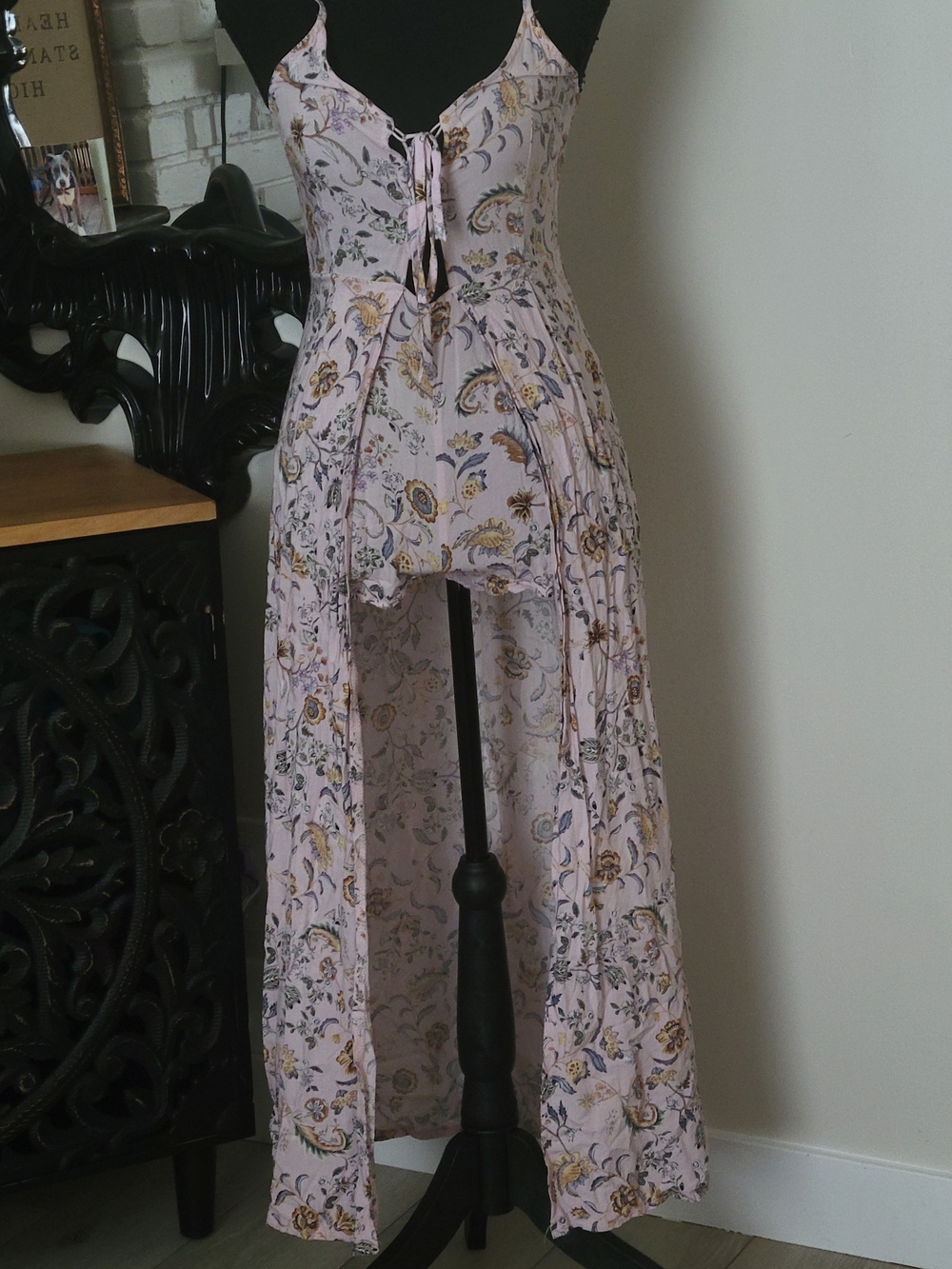 Jaase Light Pink Floral High-Low Jumpsuit Romper